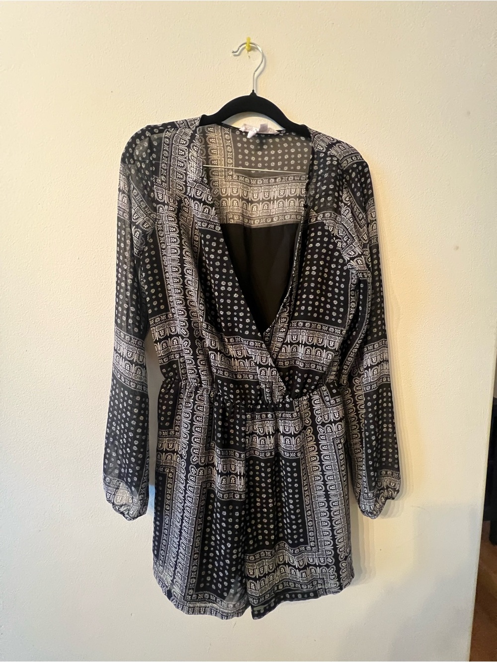 BCBGeneration Black and White Printed Romper